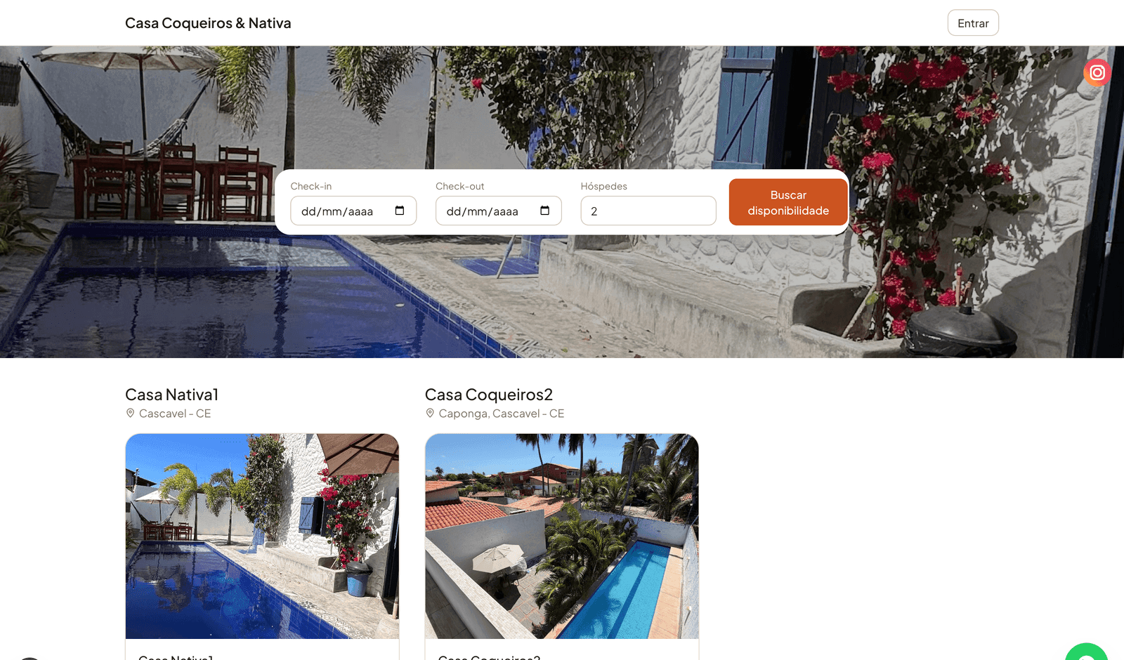Site público personalizado de uma acomodação